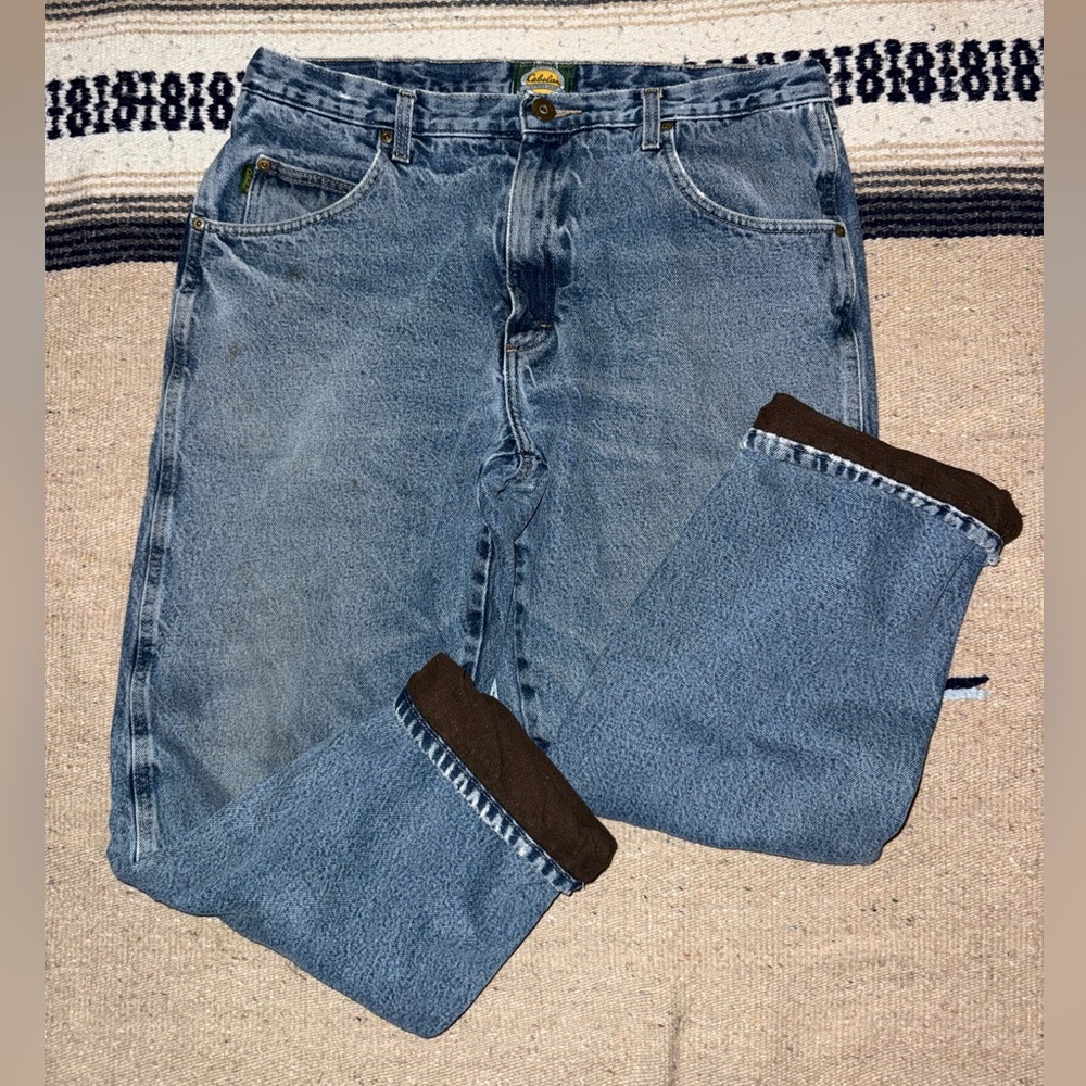 Cabelas fleece lined denim jeans 38 x 30 - 100% cotton